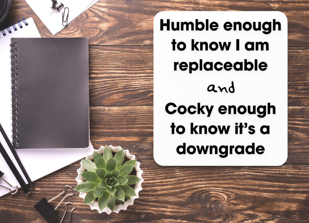 Humble Enough To know I Am Replaceable | Funny Sign for Home or Office