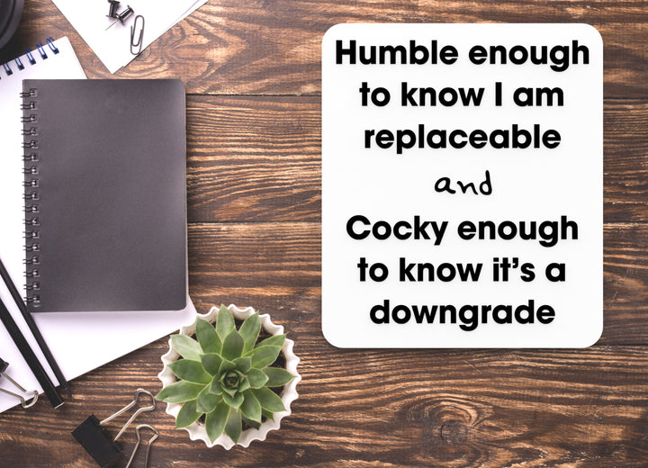 Humble Enough To know I Am Replaceable | Funny Sign for Home or Office