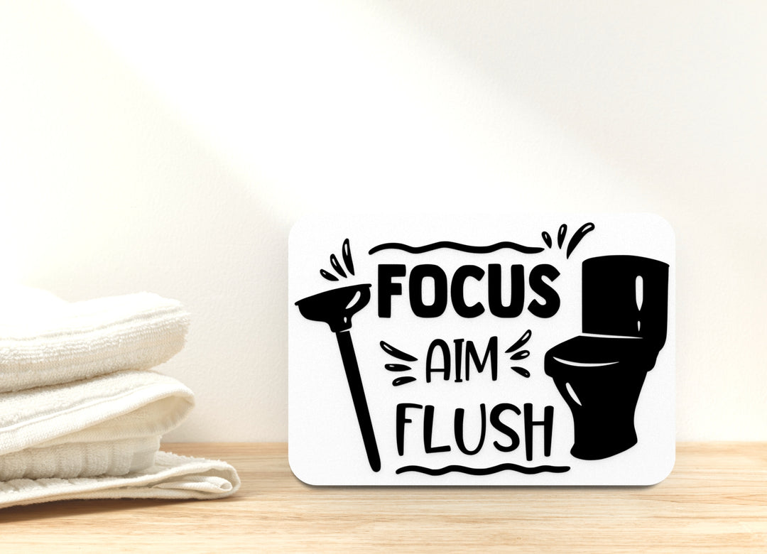 Focus and Flush Bathroom Sign – Funny Humor Wall Decor for Home and Office