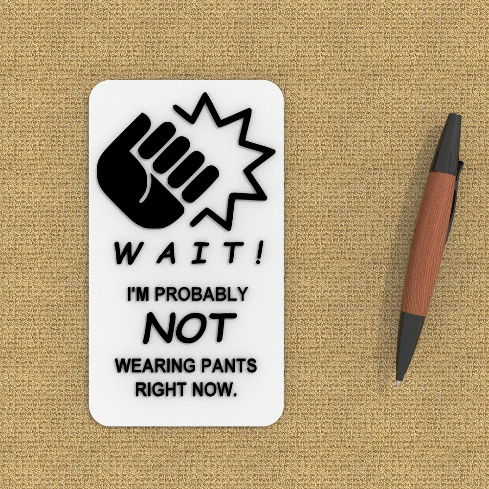 
  
  Funny Sign | Hold On I am Probably Not Wearing Pants
  
