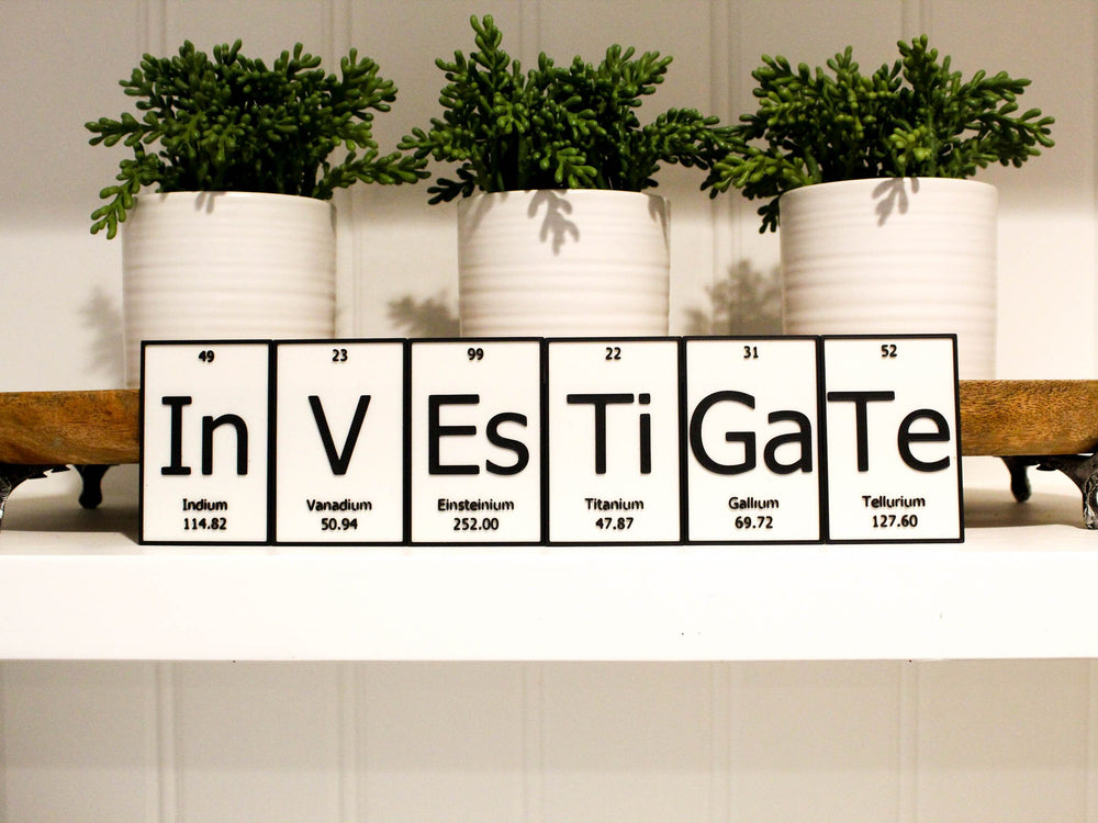 
  
  InVEsTiGate | Periodic Table of Elements Wall, Desk or Shelf Sign
  
