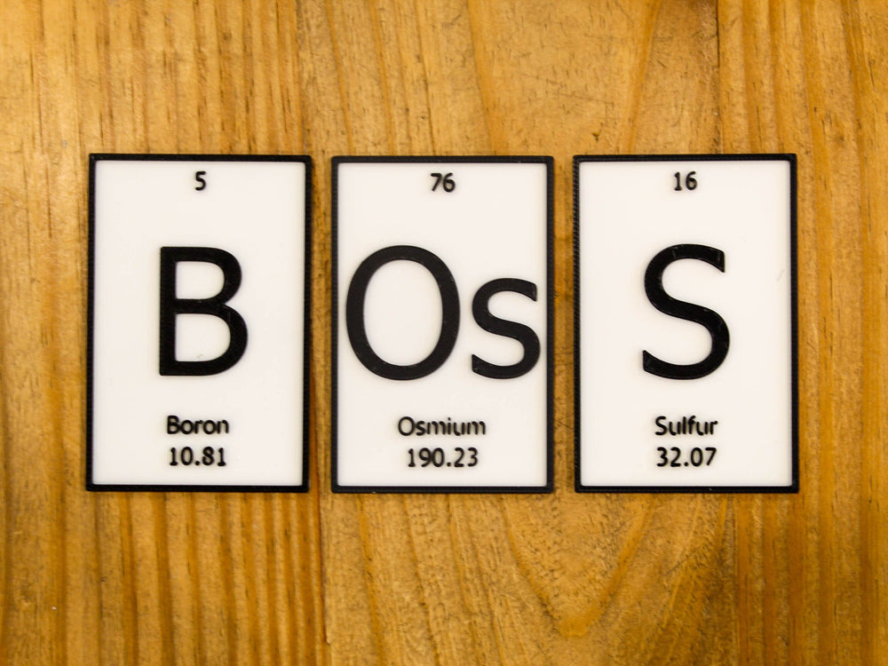 
  
  BOsS | Periodic Table of Elements Wall, Desk or Shelf Sign
  
