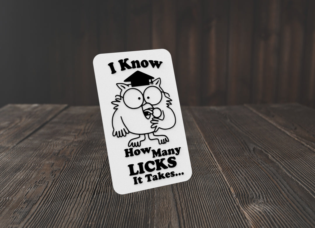 I Know How Many Licks It Takes | Funny sign For Home or Office