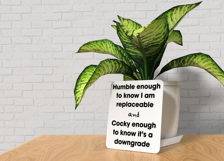 Humble Enough To know I Am Replaceable | Funny Sign for Home or Office