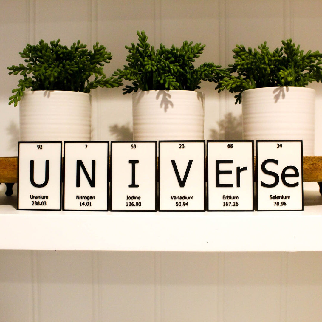 
  
  UNiVErSe | Periodic Table of Elements Wall, Desk or Shelf Sign
  
