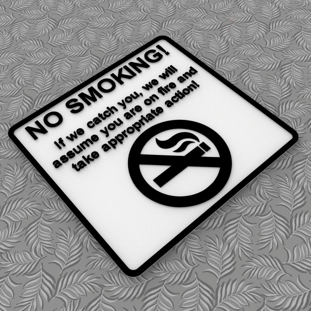 Funny Sign | No Smoking! If We Catch You, We Will Assume you are on Fire