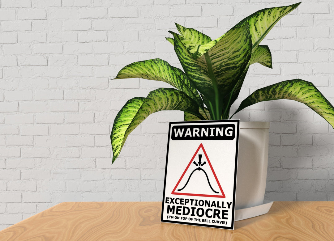 Warning Exceptional Mediocre I'm On Top Of The Bell Curve | Funny Sign for Home