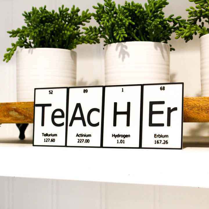 TeAcHEr | Periodic Table of Elements Wall, Desk or Shelf Sign
