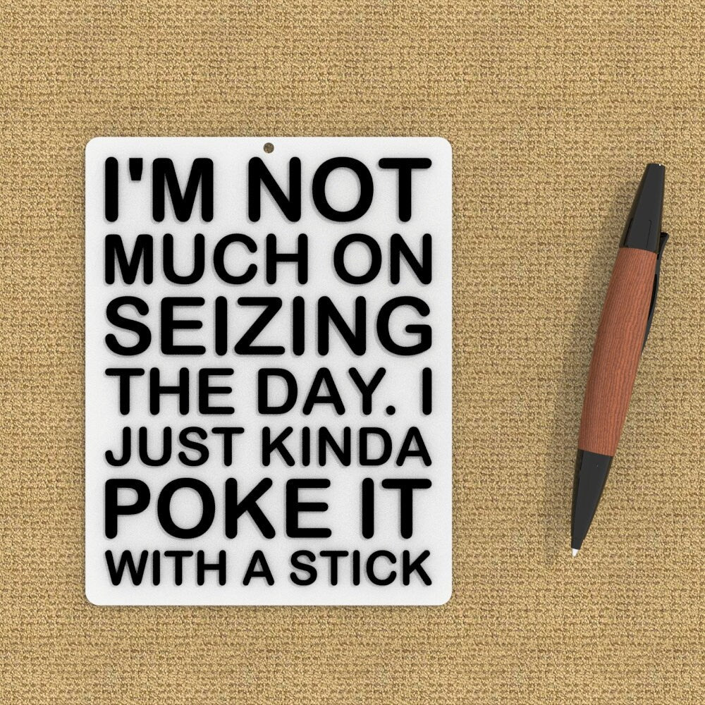 Funny Sign | I'm Not Much On Seizing The Day I Just Kinda Poke It With A Stick