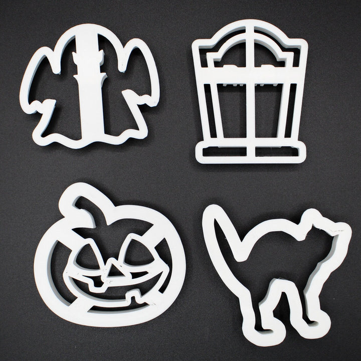 Set of Halloween Cookie Cutters | 1) Ghost 2) Cat 3) Gravestone 4)Jack-o-lantern