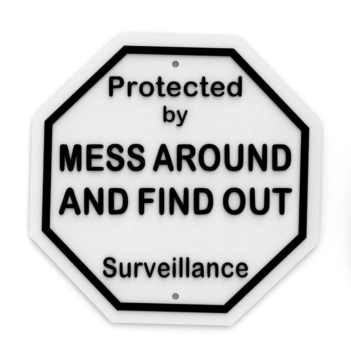 Funny Sign | Protected by Mess Around and Find Out Surveillance