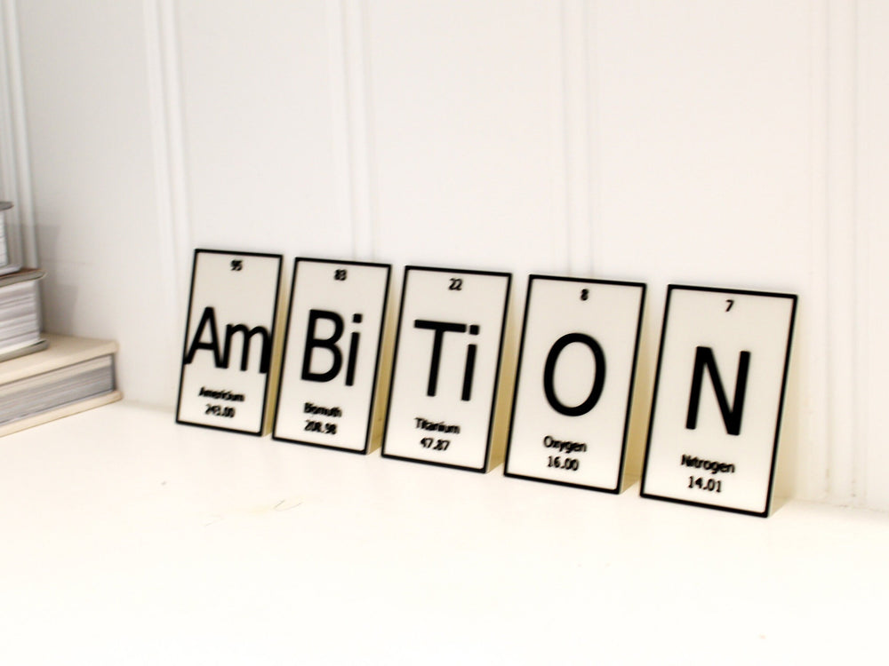 
  
  AmBition | Periodic Table of Elements Wall, Desk or Shelf Sign
  
