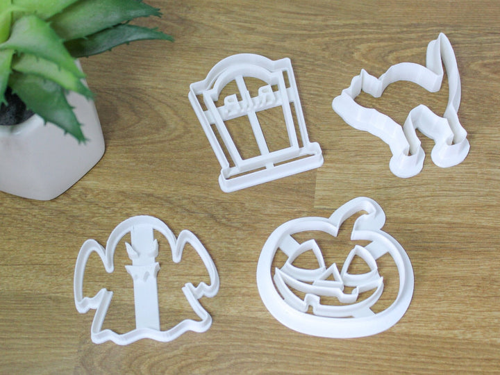 Set of Halloween Cookie Cutters | 1) Ghost 2) Cat 3) Gravestone 4)Jack-o-lantern