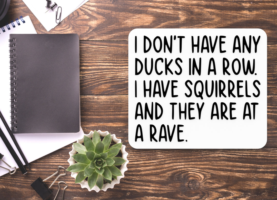 I Don't Have Any Ducks In A Row I Have Squirrels | Funny Sign for Home or Office