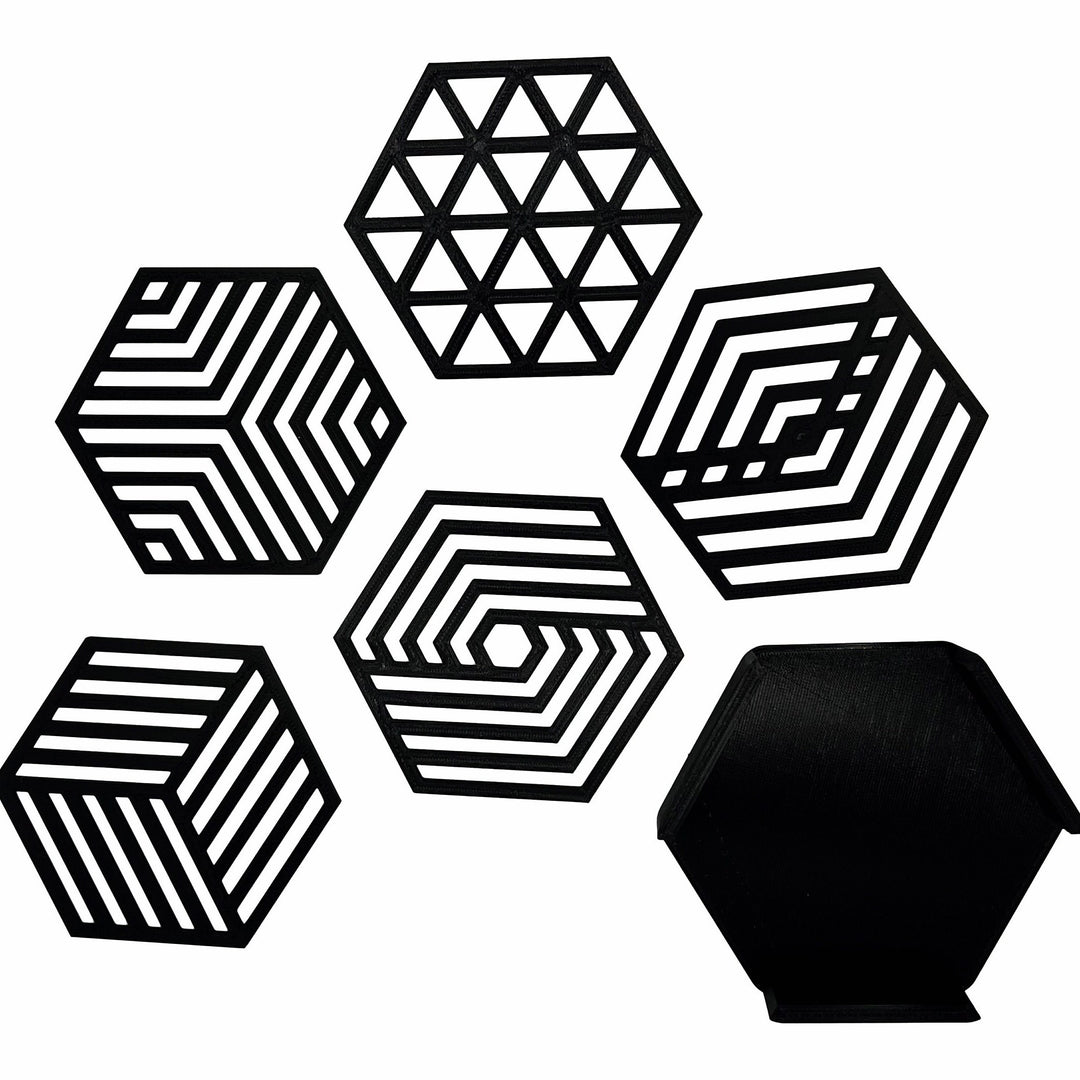 Modern Geometric Cup Coaster Set of 5 (Five)