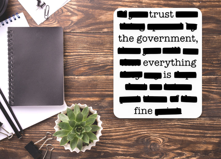 Trust The Government Everything Is Fine | Funny Sign for Home or Office