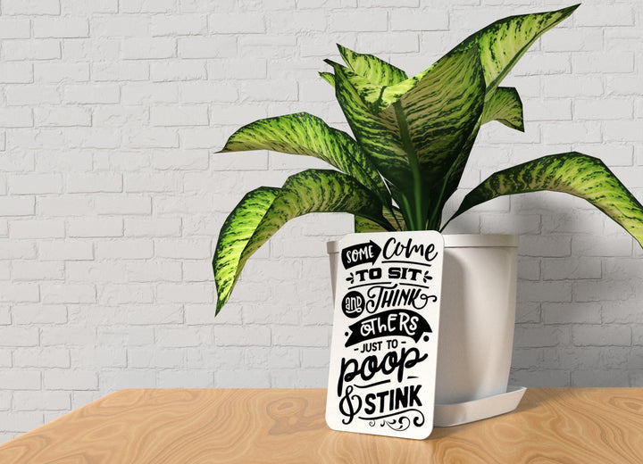 Sit and Think Bathroom Sign – Funny Humor Wall Decor for Home and Office