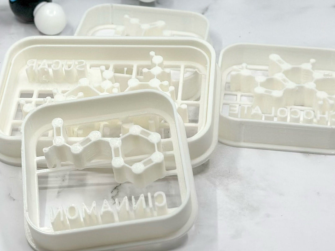 Cookie Cutter set of 4 Actual Molecules [Sugar] [Chocolate] [Cinnamon] [Lemon]