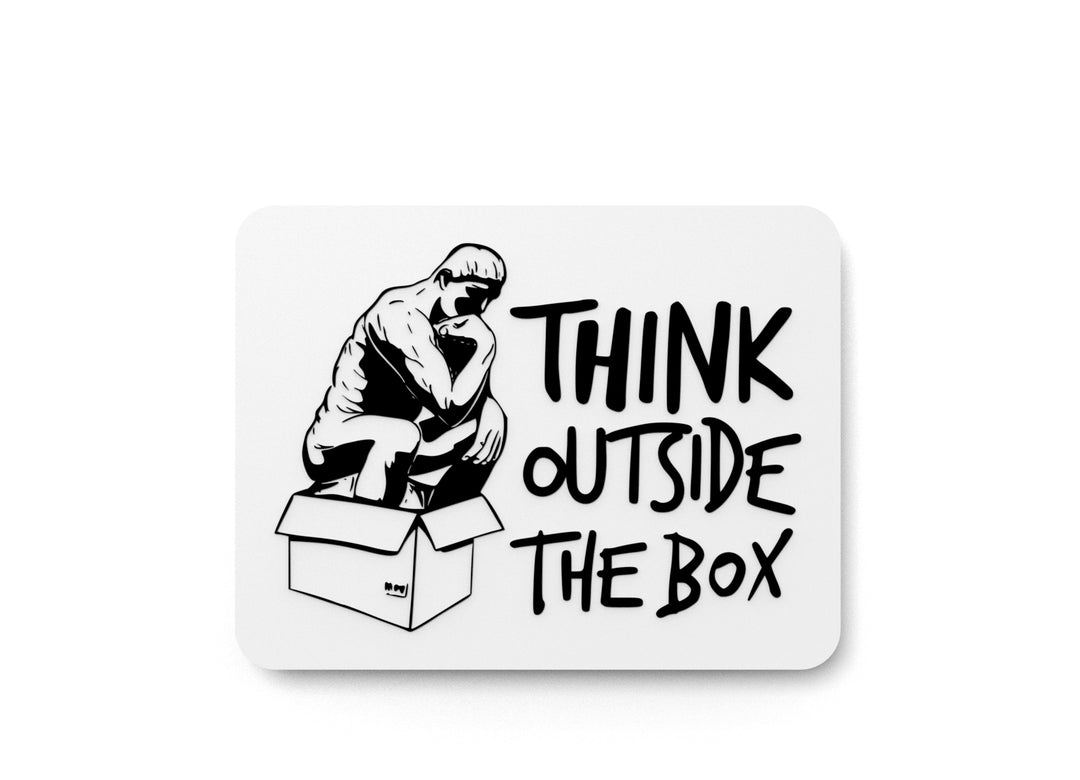 
  
  Rethink the Box | Funny Motivational Sign for Desk or Innovation Space
  
