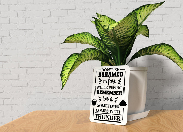 Rain and Thunder Bathroom Sign – Funny Humor Wall Decor for Home and Office