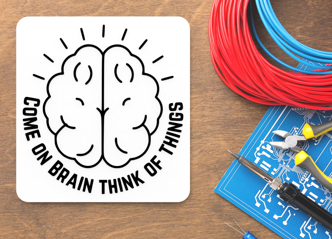 Come On Brain Think Of Things | Funny Sign for Home or Office