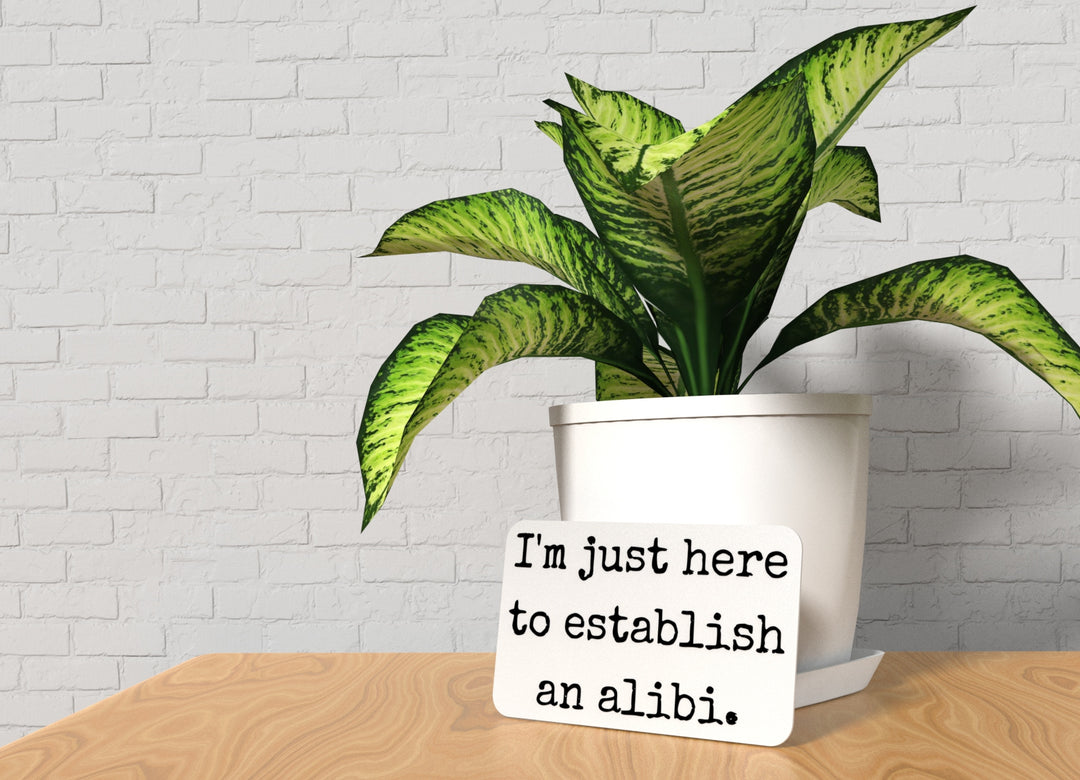 I'm Just Here To Establish An Alibi | Funny Sign for Home or Office