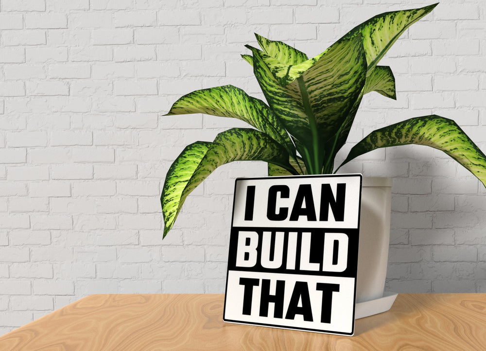 
  
  I Can Build That | Funny Raised Letter Sign for Workshop or Office Decor
  
