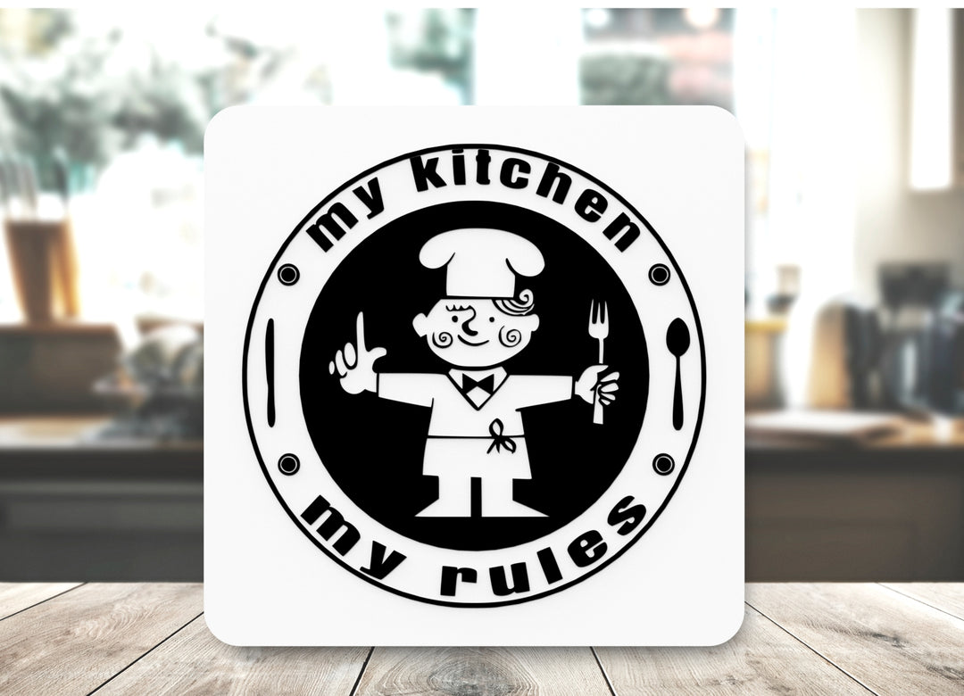 3D Printed My Kitchen My Rules Sign Wall Art Durable PLA Sign for Restaurants