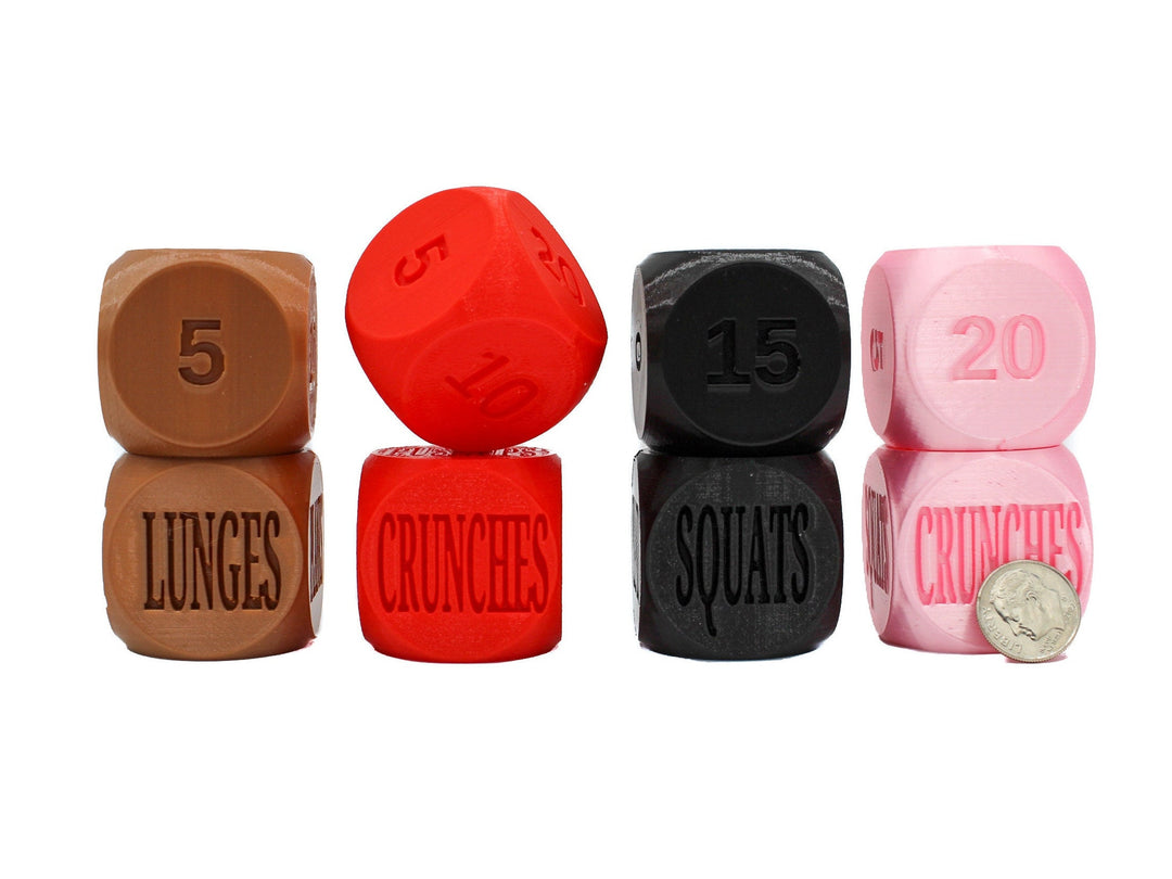 Exersize Workout Dice | Set of 2 Unique Large 1.4" dice | Excersize and Quantity