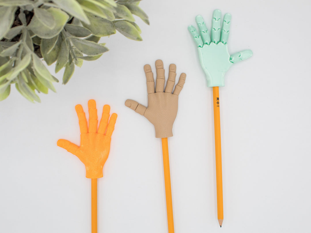 
  
  Fidget HAND PENCIL TOPPERS | Flexible Articulating 3d Printed Pencil Toppers
  
