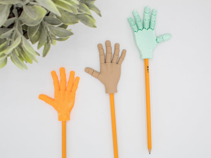 Fidget HAND PENCIL TOPPERS | Flexible Articulating 3d Printed Pencil Toppers