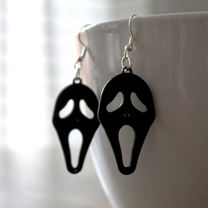 Scream Earrings, Halloween Dangle Earrings, Spooky/Cute Ghost Cream