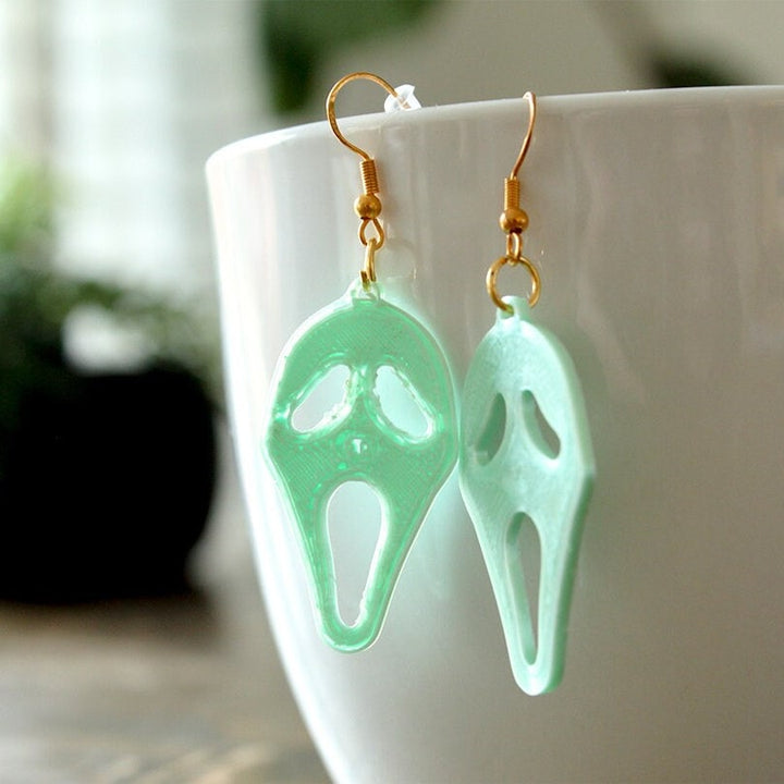 Scream Earrings, Halloween Dangle Earrings, Spooky/Cute Ghost Cream