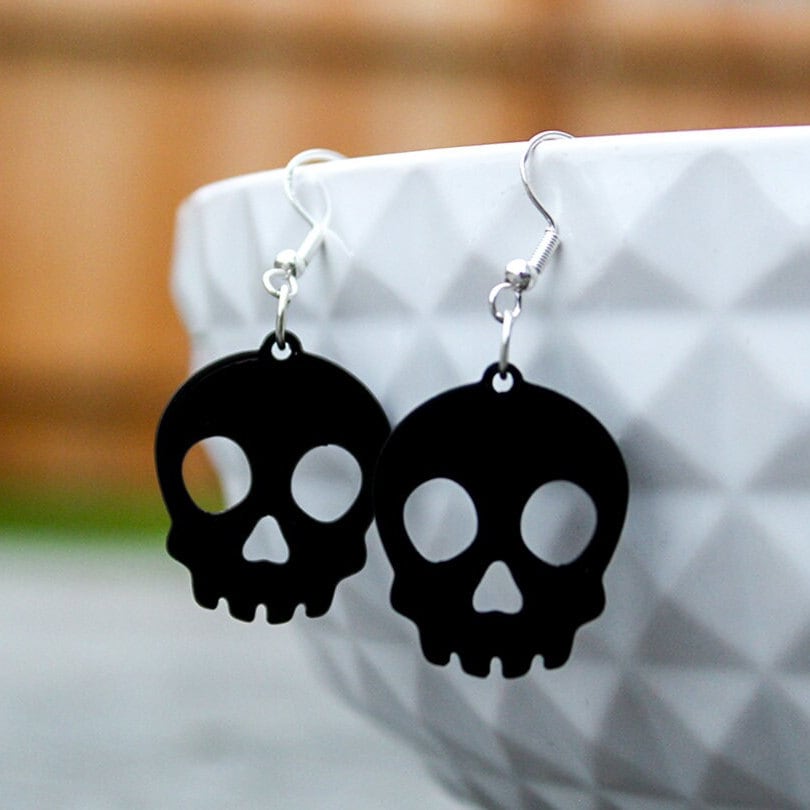 
  
  Skull Earrings, Halloween Dangle Earrings, Earrings, Spooky/Cute Skull
  
