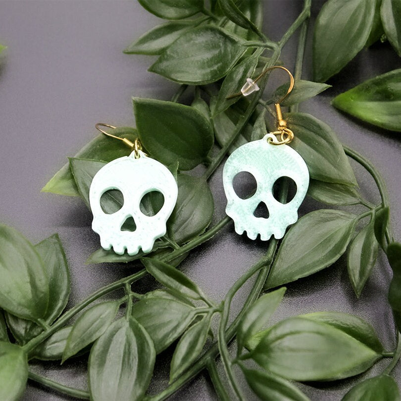 Skull Earrings, Halloween Dangle Earrings, Earrings, Spooky/Cute Skull