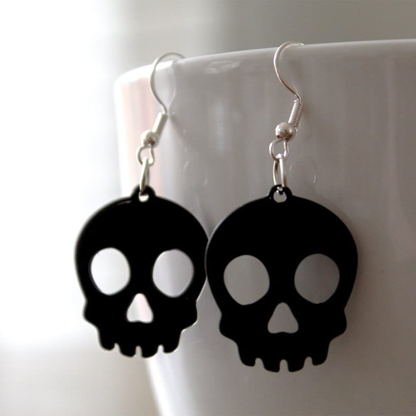 Skull Earrings, Halloween Dangle Earrings, Earrings, Spooky/Cute Skull