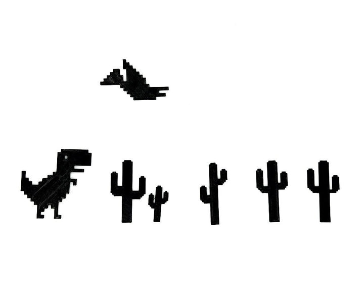 Google No Internet Wall or 3d Desk Art | Includes Dinosaur, Bird, Five Cactus