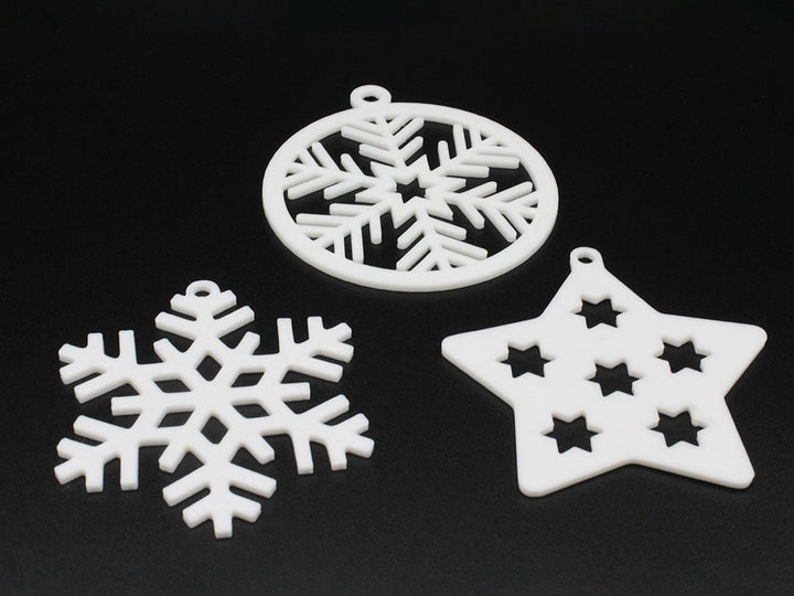 Set of 4 Unique Christmas Tree Snowflake Ornaments