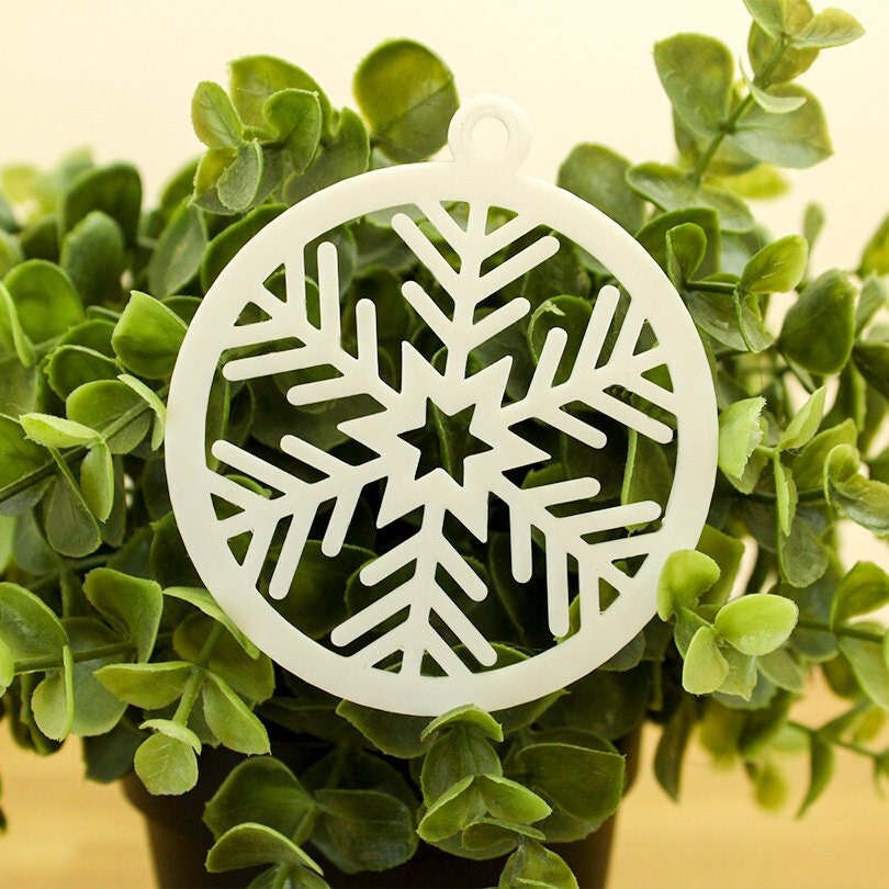 Set of 4 Unique Christmas Tree Snowflake Ornaments