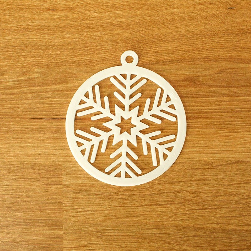 Set of 4 Unique Christmas Tree Snowflake Ornaments