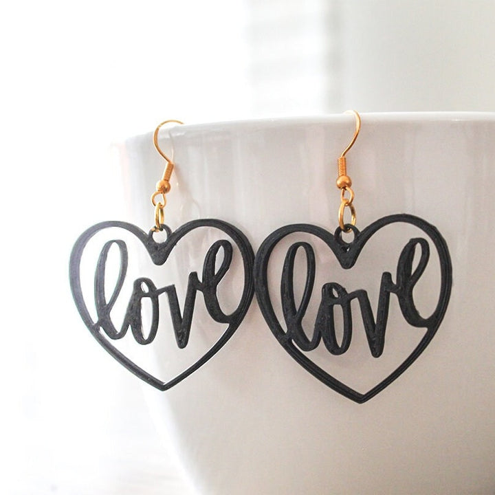 Love Earrings, Lovable Dangle Earrings, Heart Earrings, Cute Heart