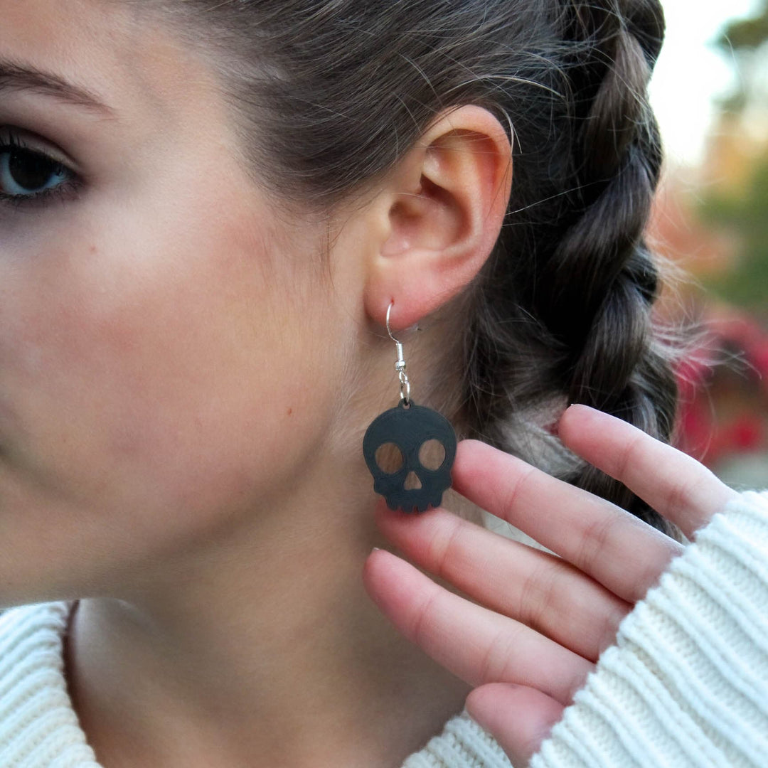 Skull Earrings, Halloween Dangle Earrings, Earrings, Spooky/Cute Skull